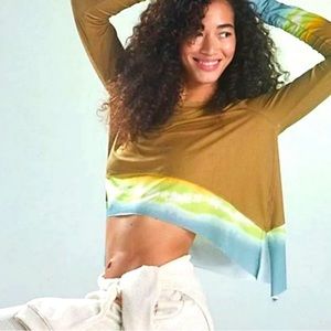 Free People- NWOT Tempo Printed Long-Sleeve Tee in Khaki